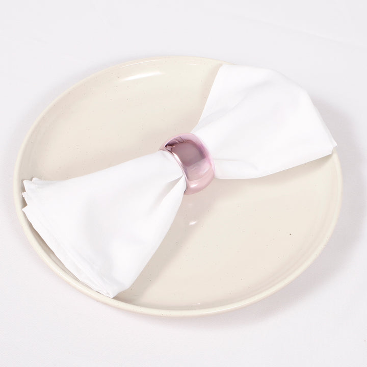 Light Pink Napkin Ring - Classic Luxe Style with napkin on a plate