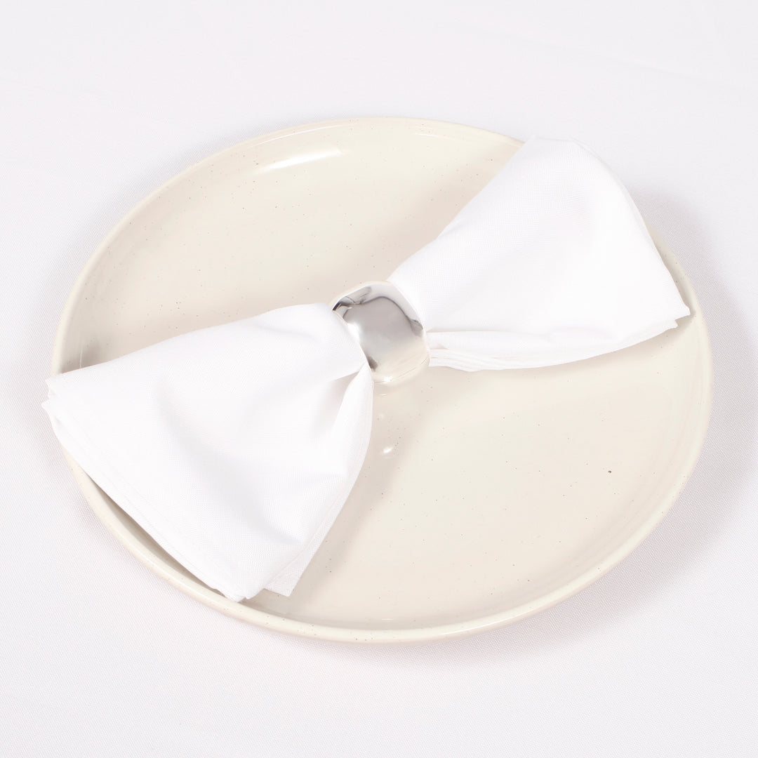 Silver Napkin Ring - Classic Luxe Style with napkin on a plate