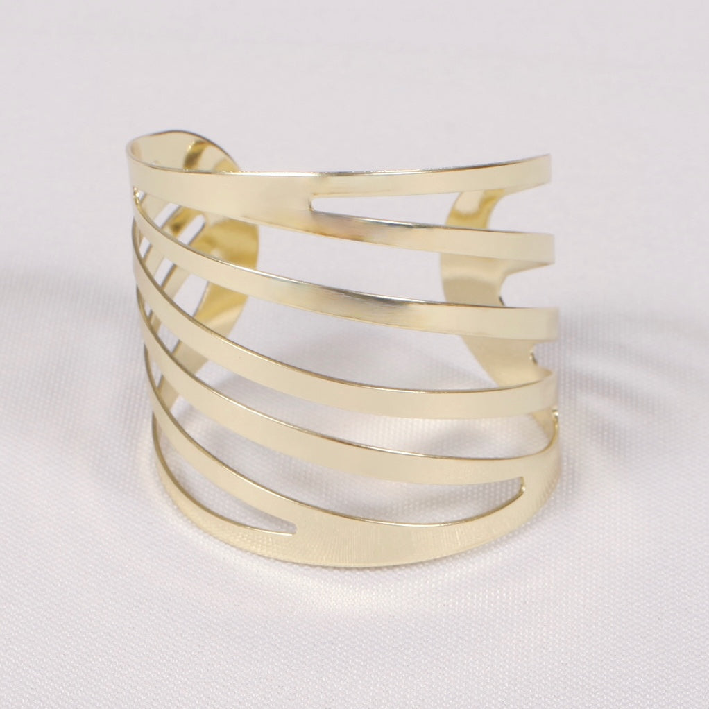 Gold Napkin Ring - Modern Linear Cut Out