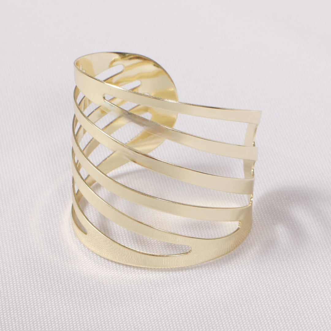 Gold Napkin Ring - Modern Linear Cut Out