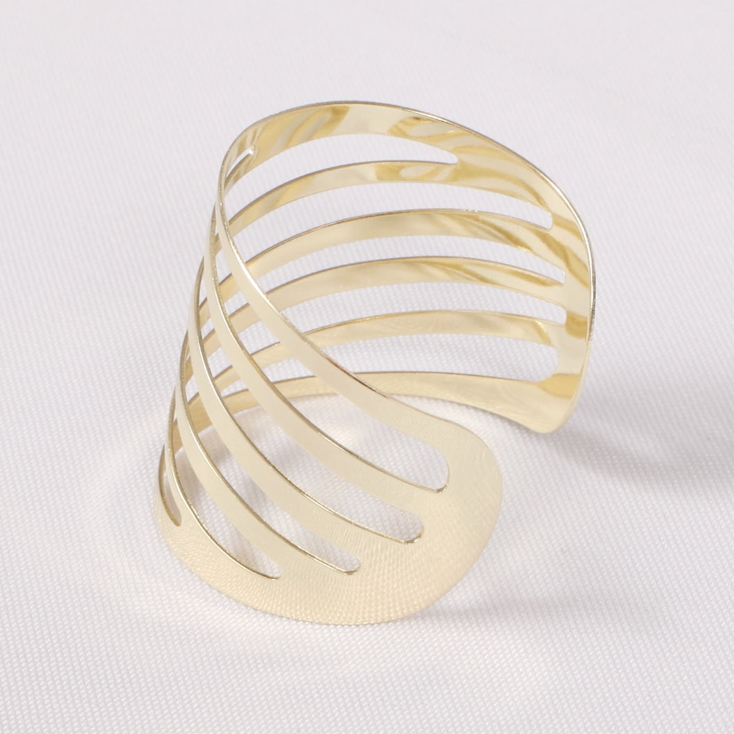 Gold Napkin Ring - Modern Linear Cut Out