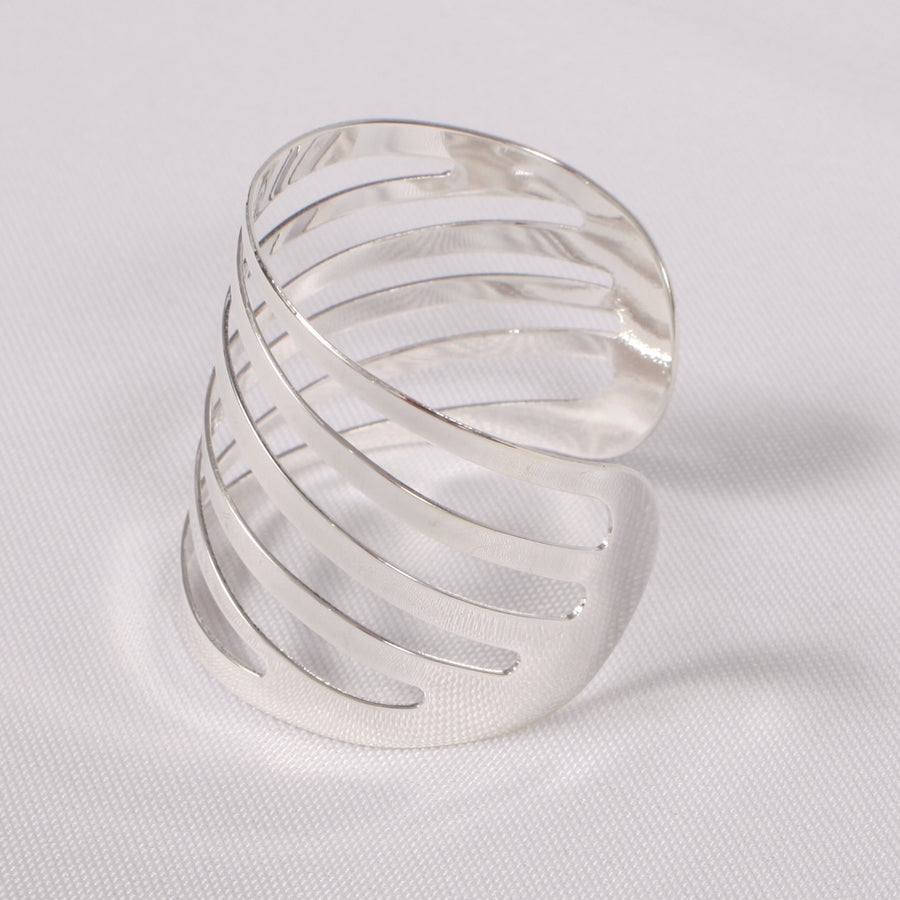 Silver Napkin Ring - Modern Linear Cut Out