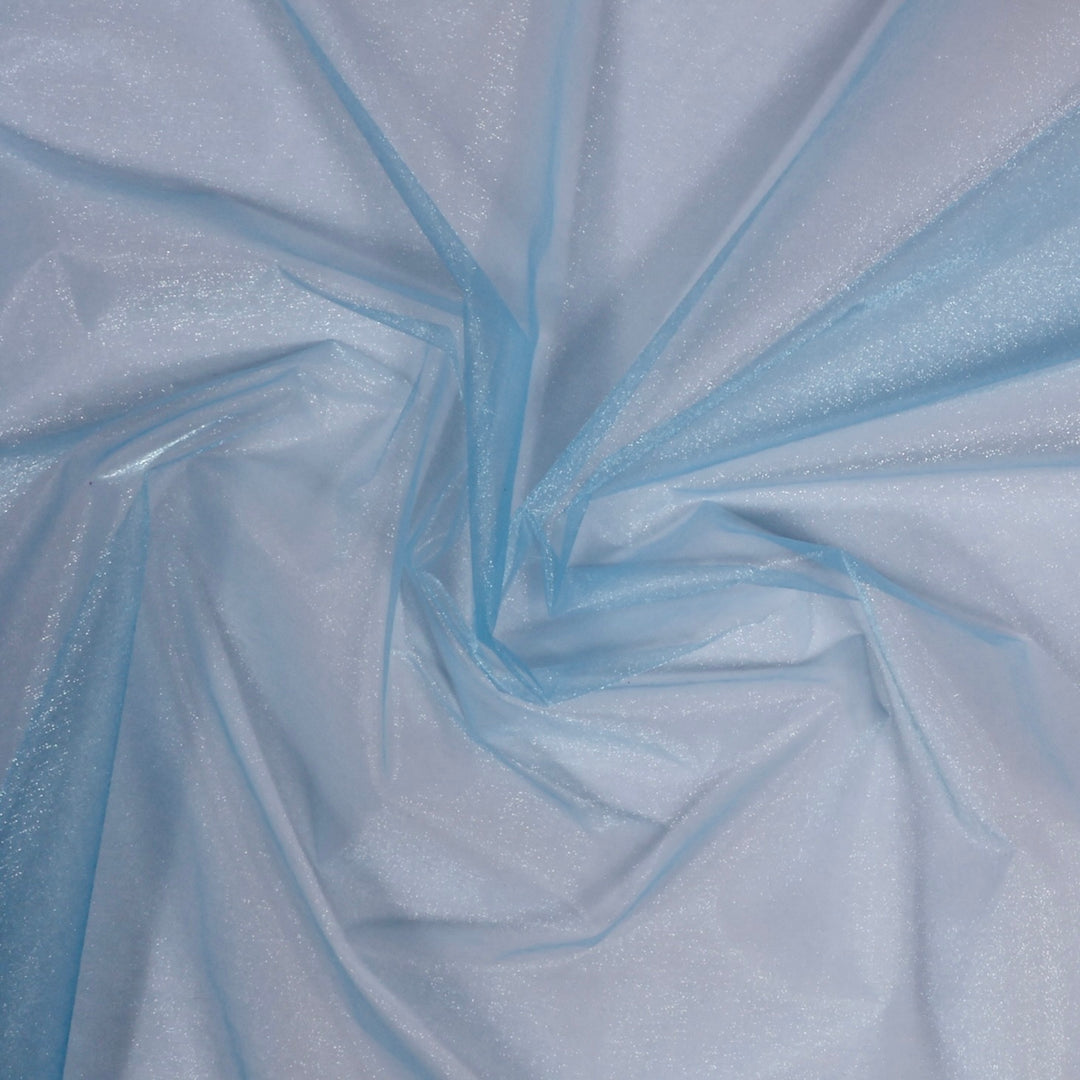 Organza Fabric Roll - Light Blue (75cmx27m) closeup material scrunched
