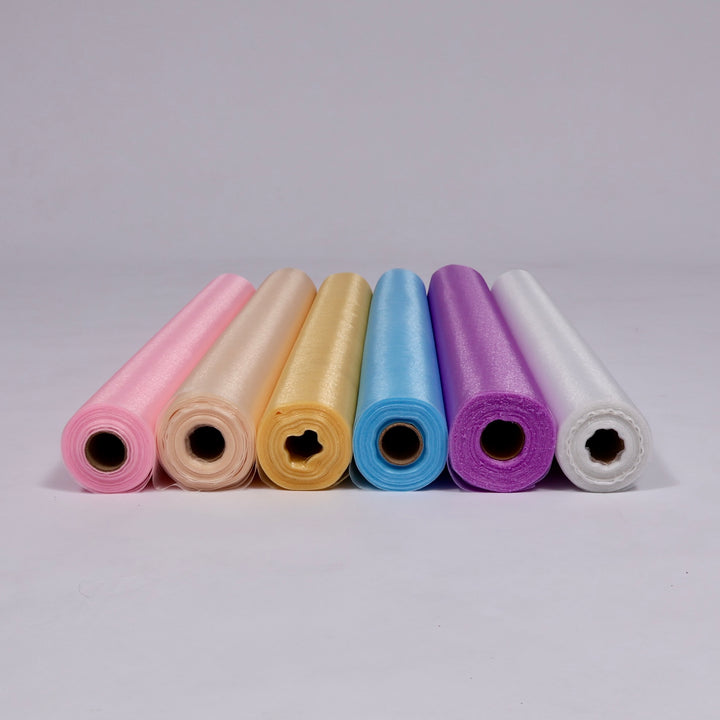 Organza Fabric Roll -(75cmx27m) Colour Range Front View