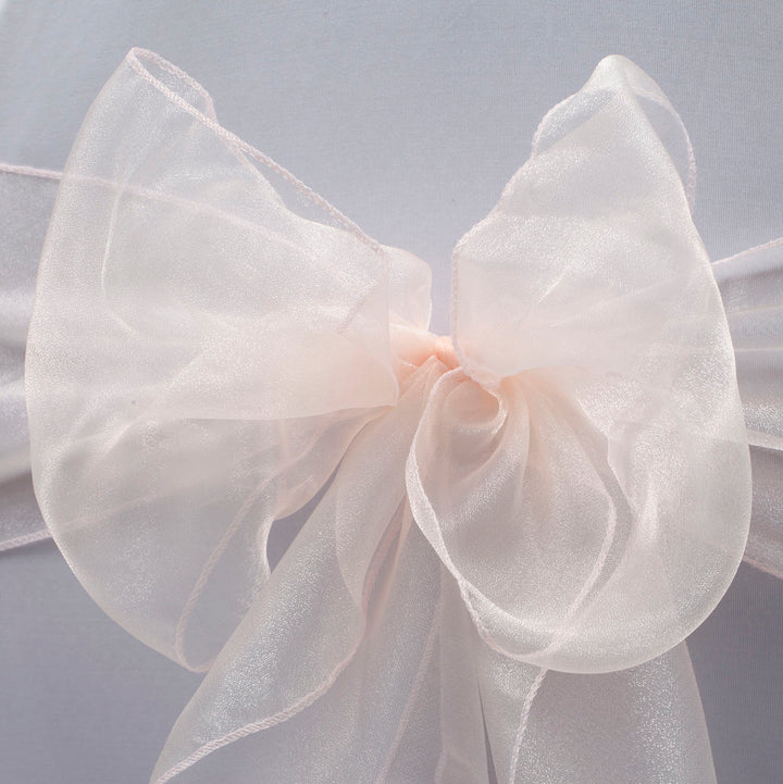 Organza Chair Sash closeup - Blush