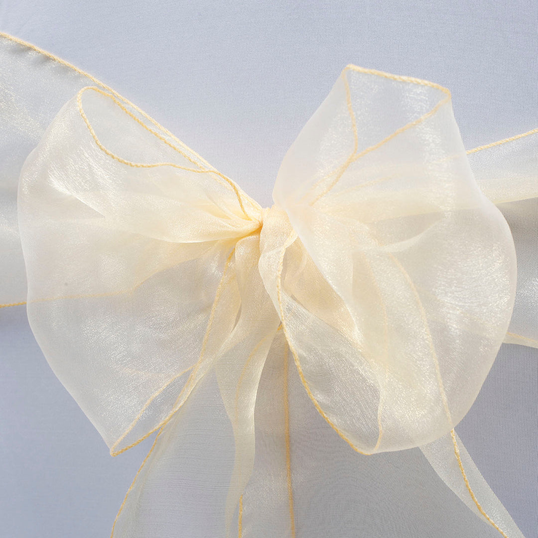 Organza Chair Sash closeup - Champagne