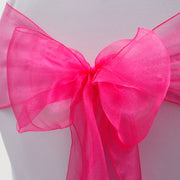 Organza Chair Sash close up view of bow - Hot Pink