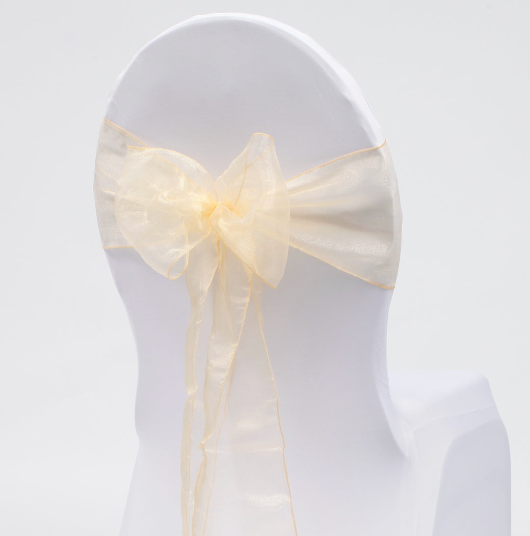 CLEARANCE Organza Chair Sashes - Light Gold