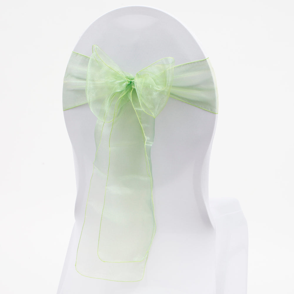 Organza Chair Sash oblique view - Olive Green