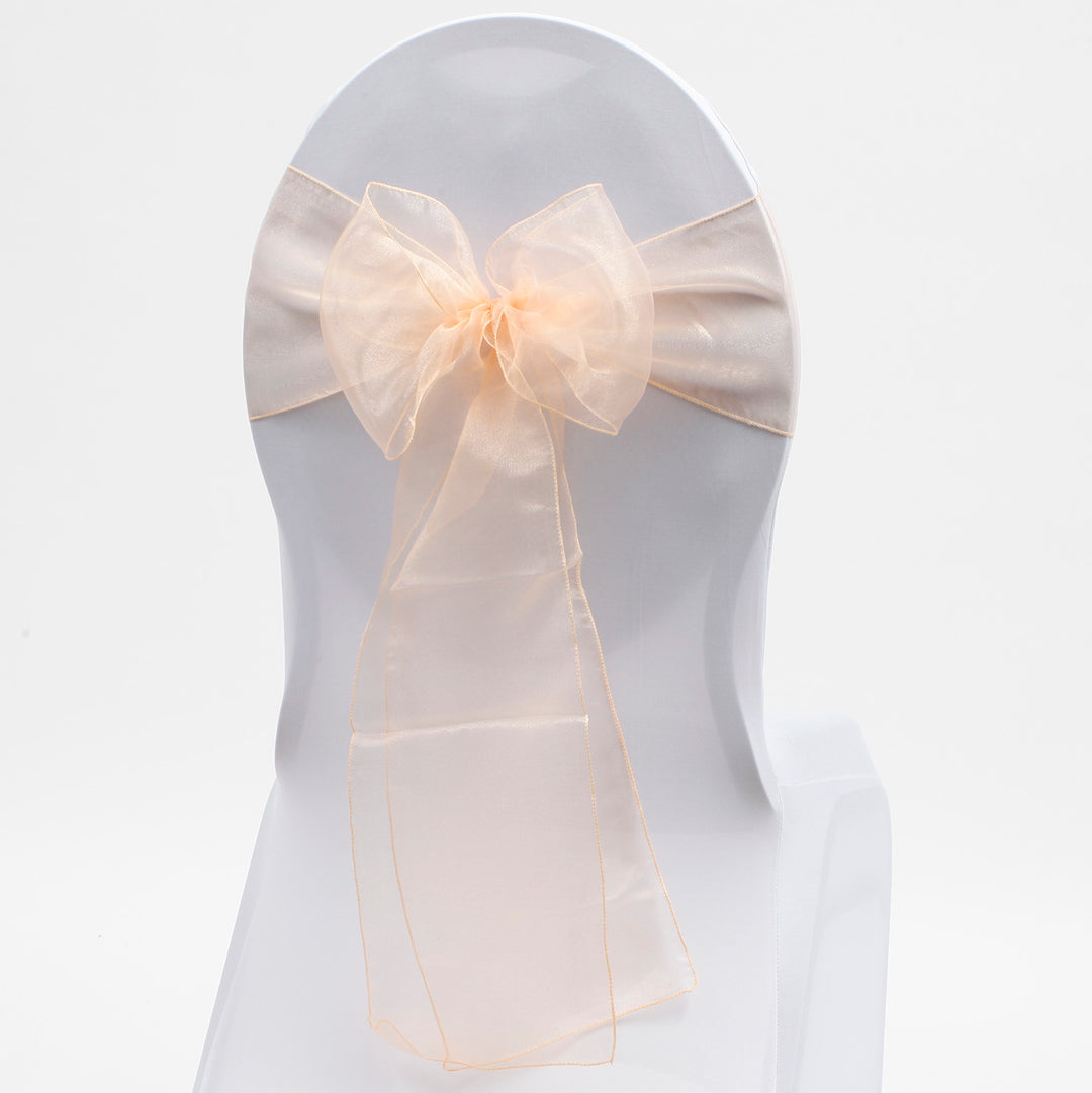 Organza Chair Sash oblique view - Peach