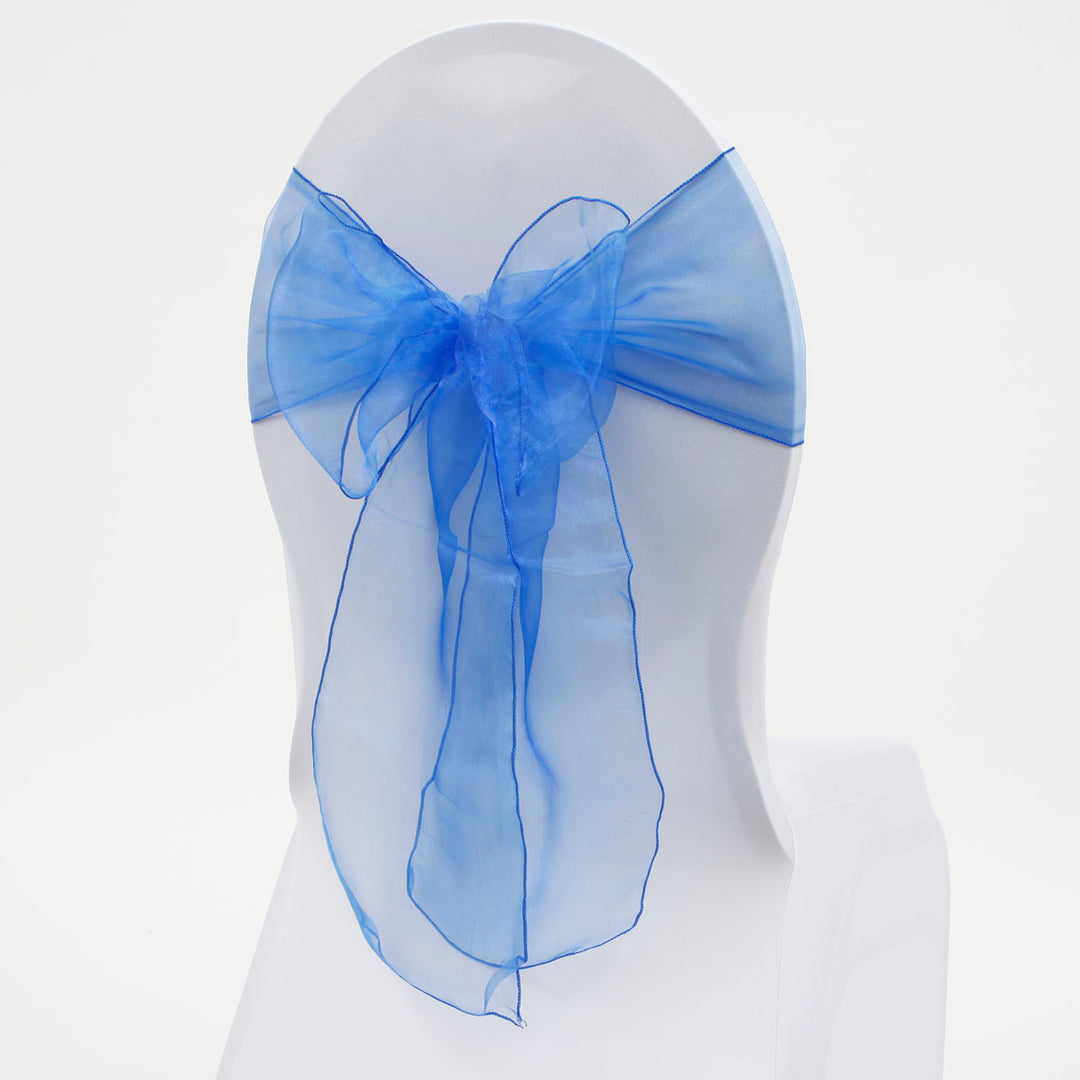 Organza Chair Sash oblique view - Royal Blue