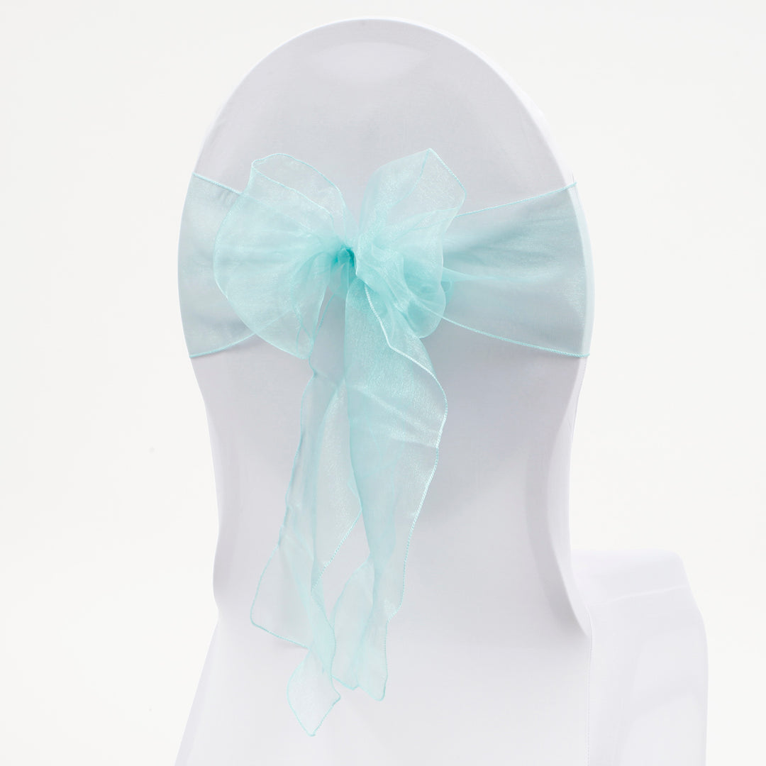 Organza Chair Sash oblique view - Turquoise