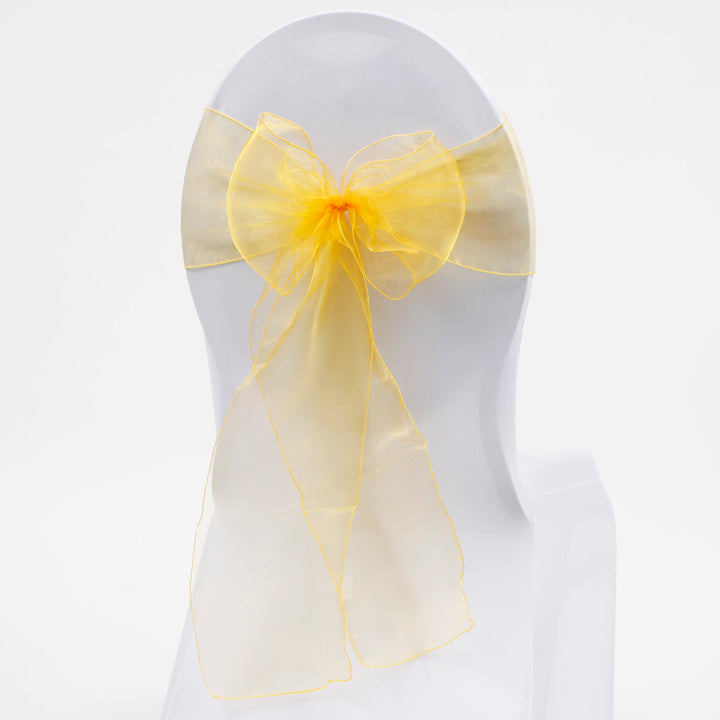 Organza Chair Sash oblique view - Yellow