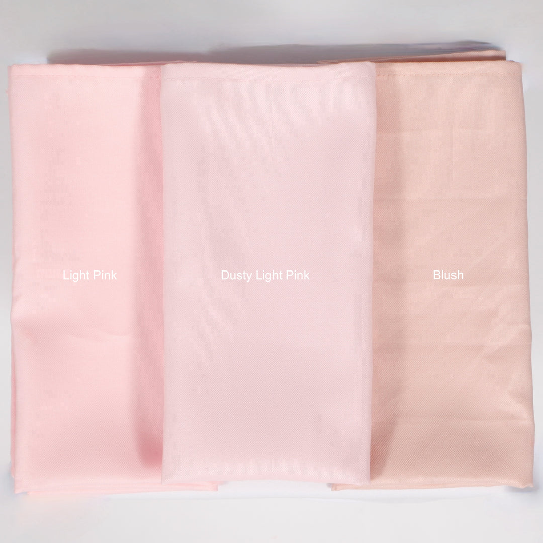 Comparison Image of Light Pink, Dusty Light Pink and Blush Napkins