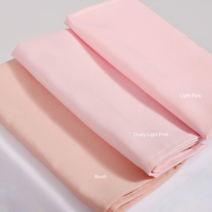 Comparison Image of Light Pink, Dusty Light Pink and Blush Napkins