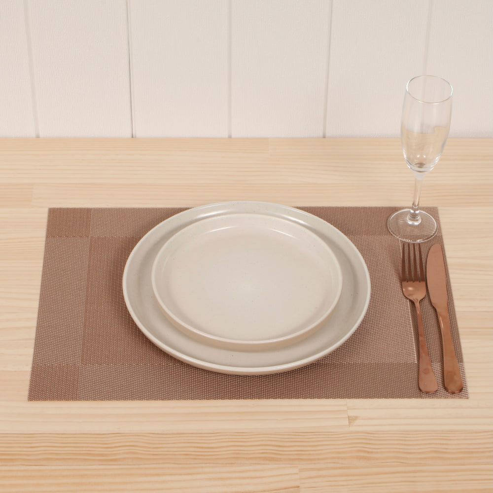 Woven Place Mats - Copper, setting with cutlery