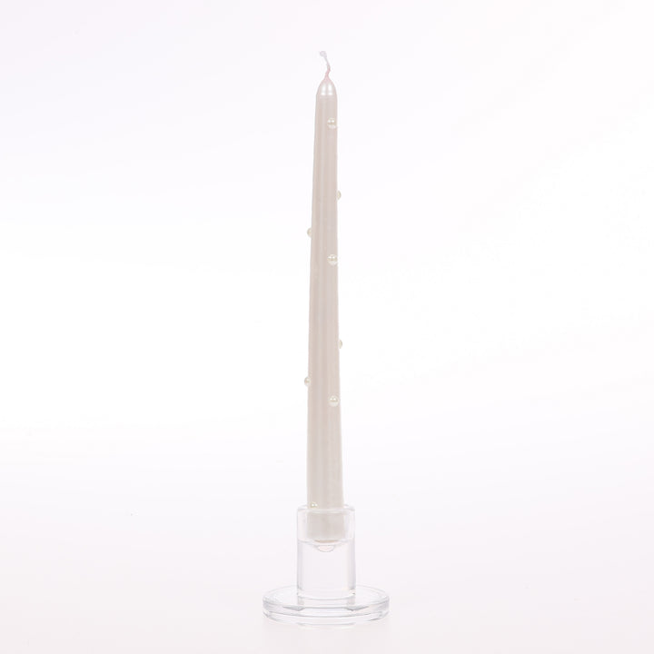 Pearl Taper Candles - White