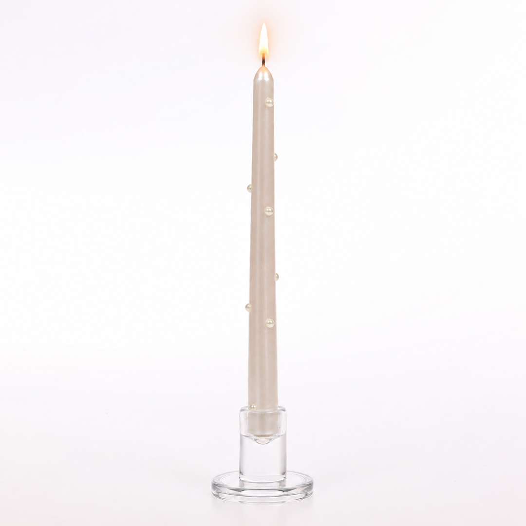 Pearl Taper Candles - White