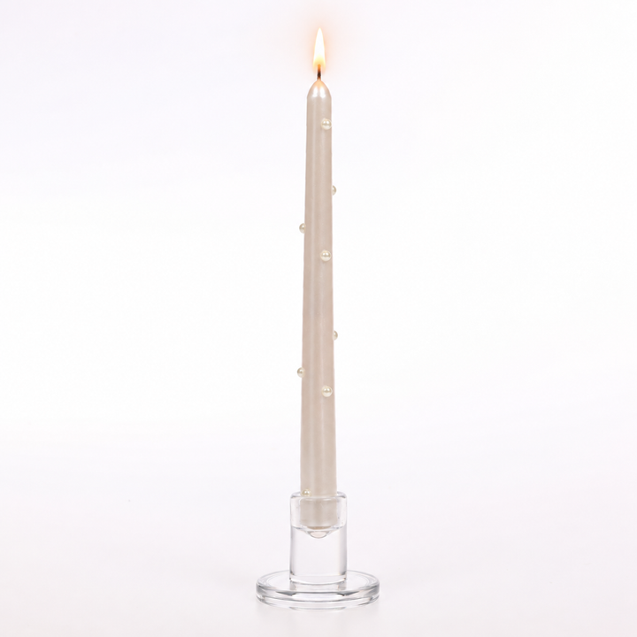 Pearl Taper Candles - White
