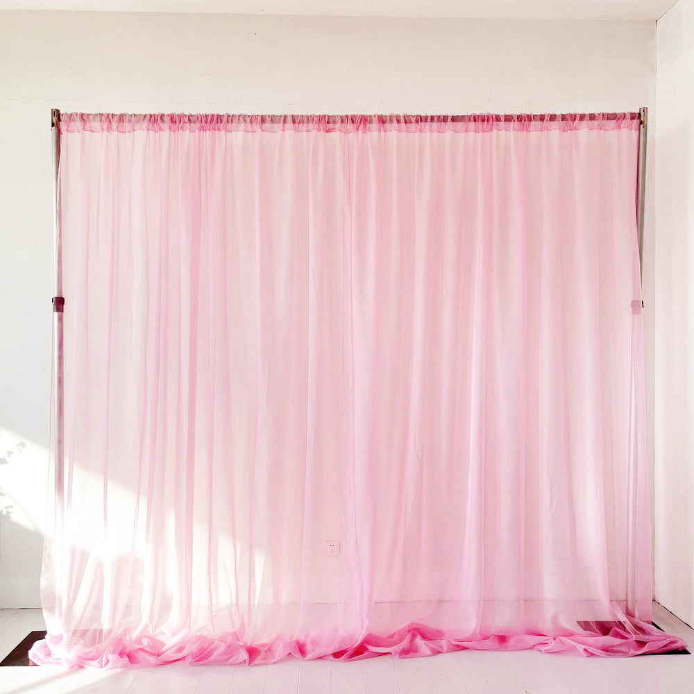 Pink Centre Split Voile curtain draping 