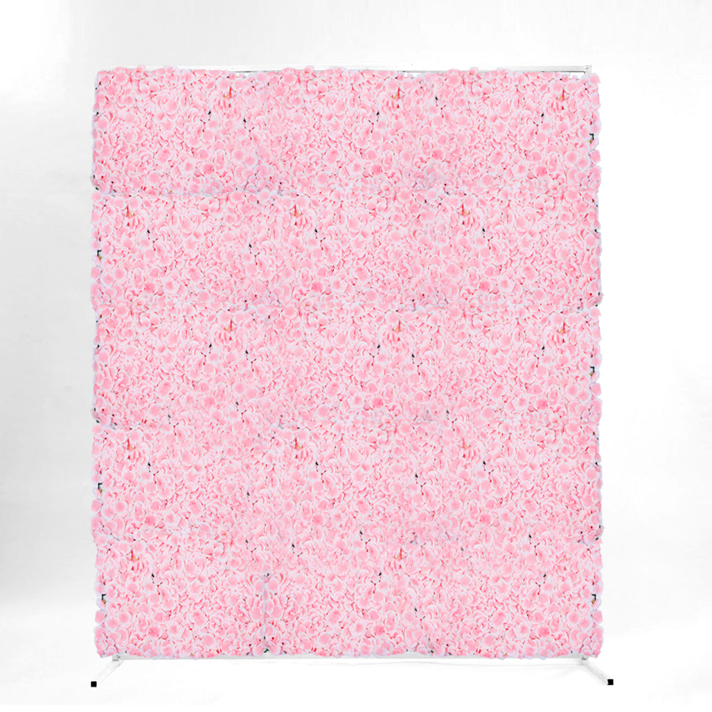 Pink Hydrangea Flower Wall + White Mesh Frame Freestanding Package (2m x 1.8m)