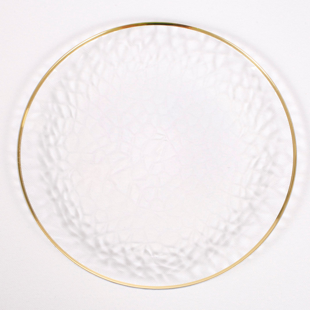 Plastic Dinner Plate - Clear with Gold Trim (26cm)