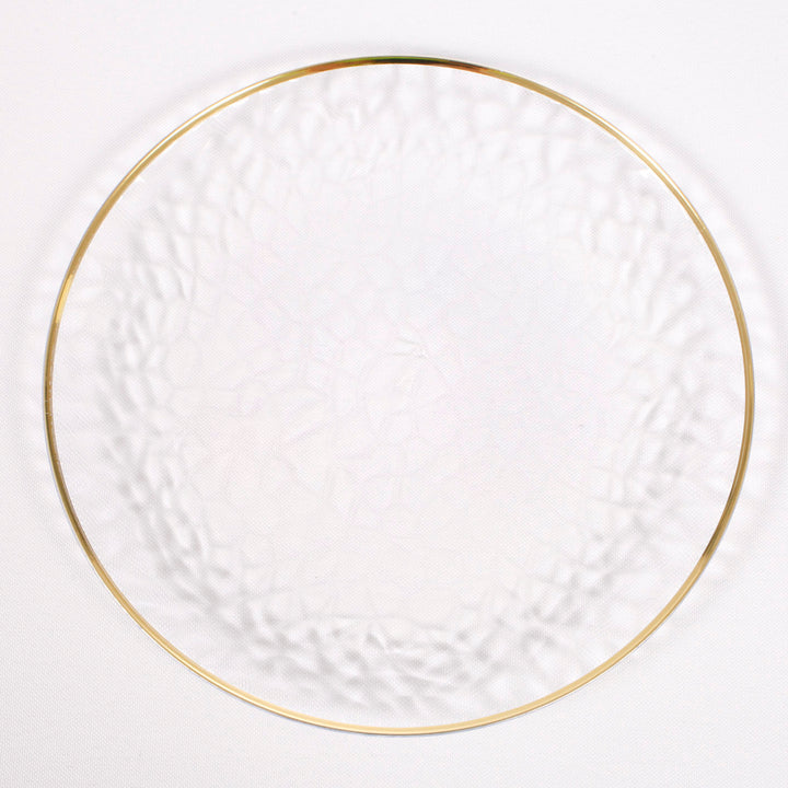 Plastic Dinner Plate - Clear with Gold Trim (19cm)