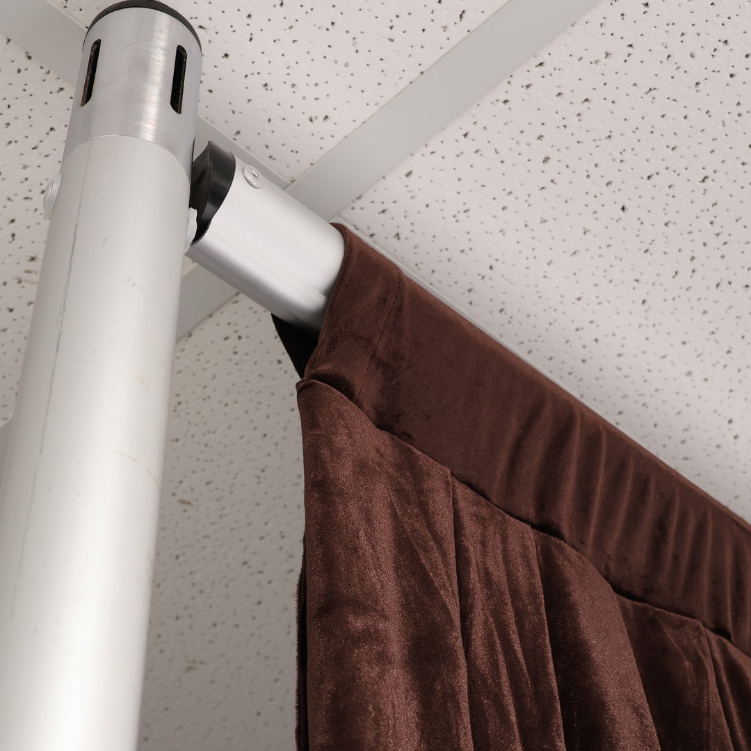 Premium Velvet Backdrop Curtain - Chocolate Brown (3x3m) close up curtain rod hole