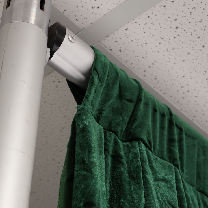 Premium Velvet Backdrop Curtain - Emerald Green (3x3m) close up curtain rod hole