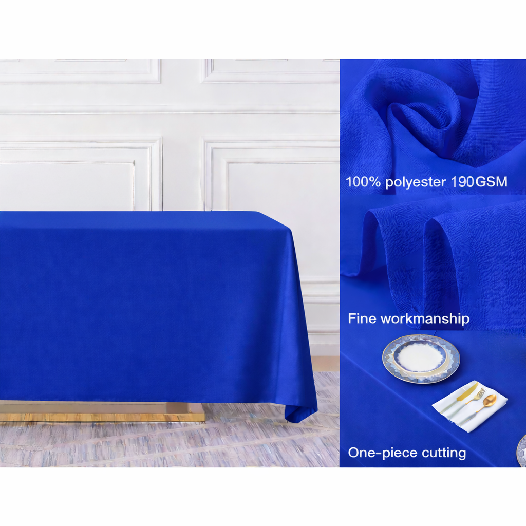 Royal Blue Rectangle Polyester Tablecloth Fabric Quality