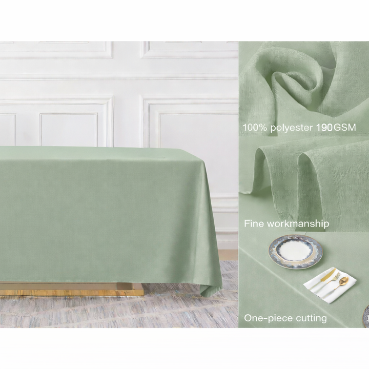Sage Rectangle Polyester Tablecloth Fabric Quality