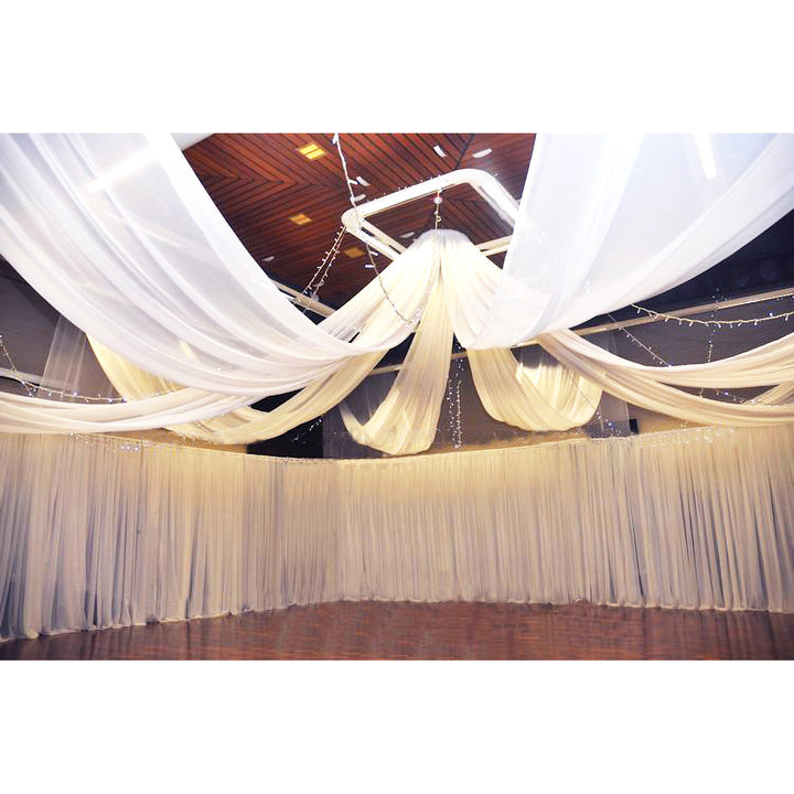 8pc Ceiling Drape Package (Ice Silk Satin & Cross Centre Ring) - White
