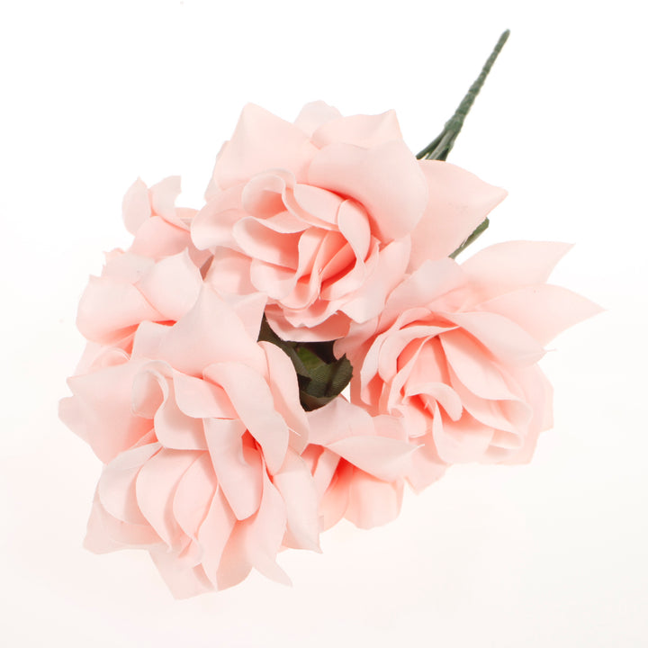 Artificial Silk Premium Rose Blossomed Bouquet - Blush lay flat