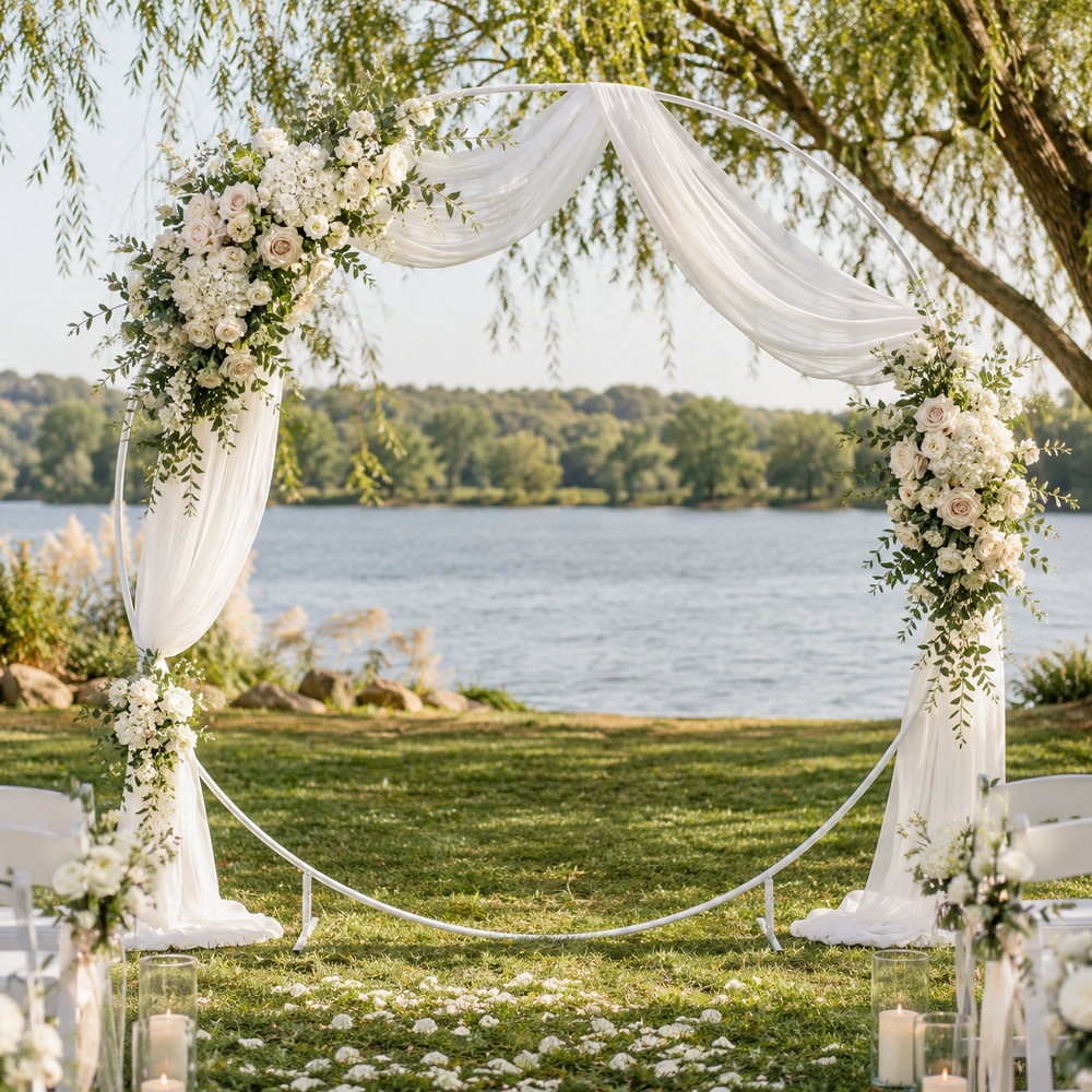 Round Wedding Arch / Flower Stand Frame - White (2m) ambiance