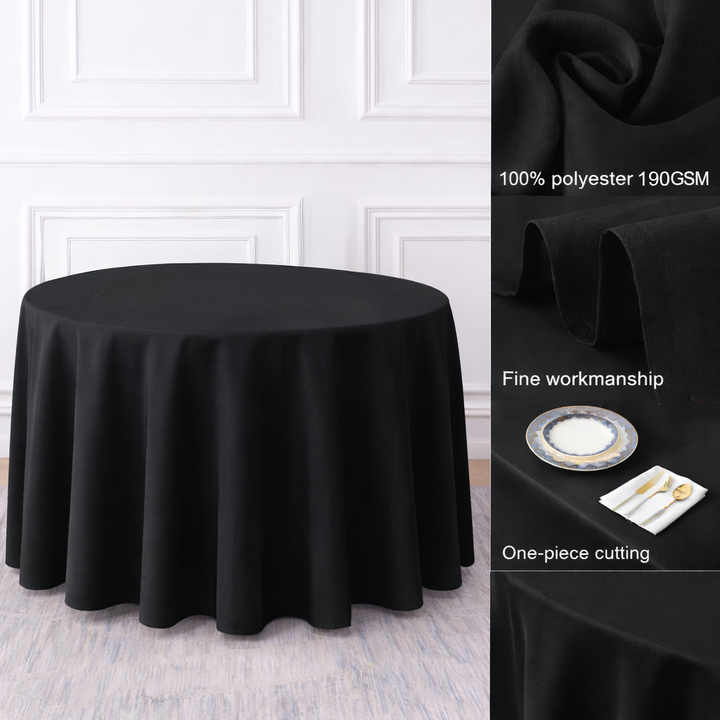 Black Round Polyester Tablecloth fabric Quality