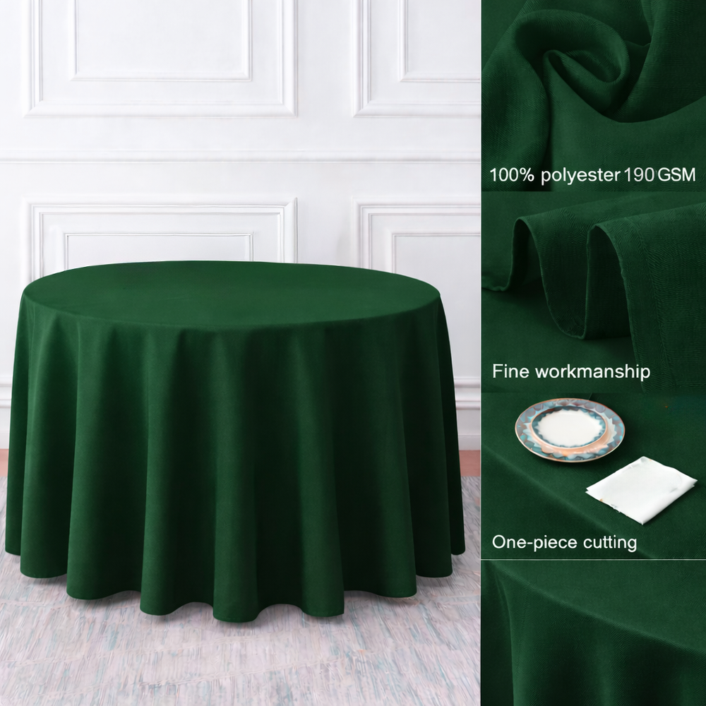 Hunter Green Round Polyester Tablecloth Fabric Quality