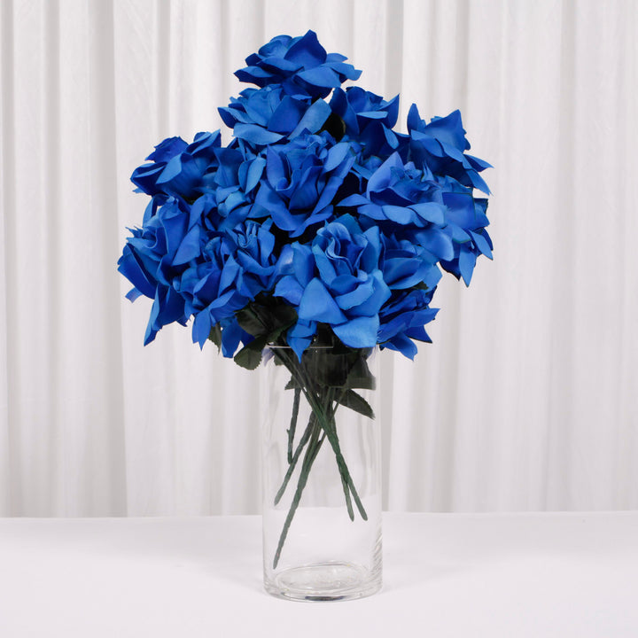 Artificial Silk Premium Rose Blossomed Bouquet - Royal Blue