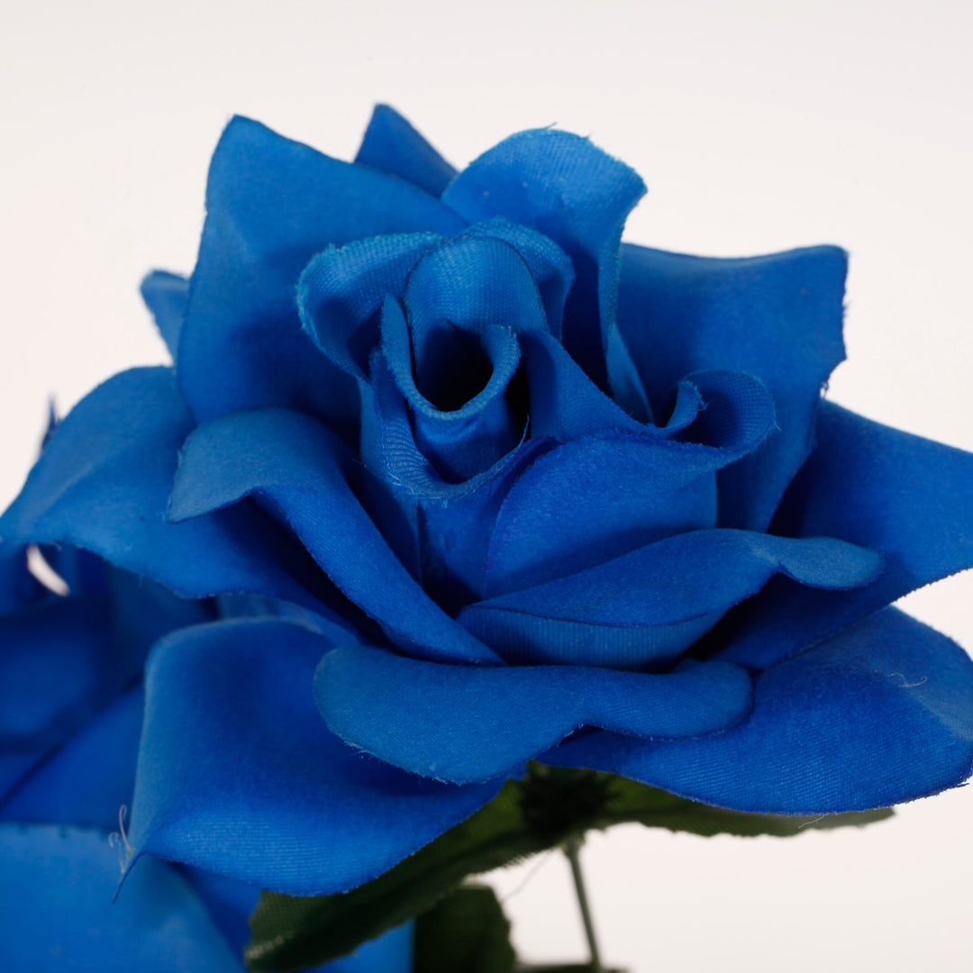 Artificial Silk Premium Rose Blossomed Bouquet - Royal Blue