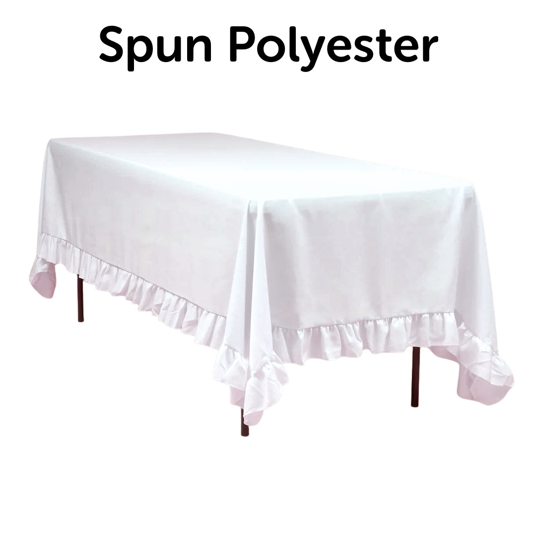 White Ruffle Rectangle Shop Premium White Ruffle Rectangle Tablecloths (153x259cm) | Luna ...