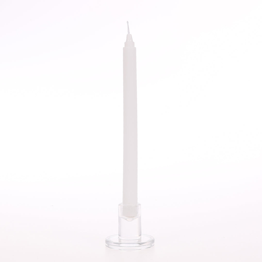 Ribbed Dinner Candles - White