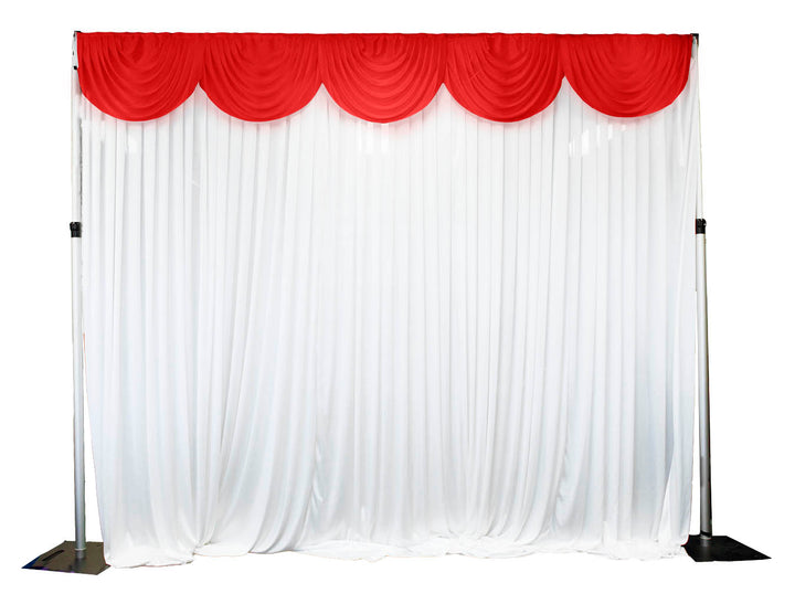 Ice Silk Satin 3m Swag  - Red attached to ice silk backdrop