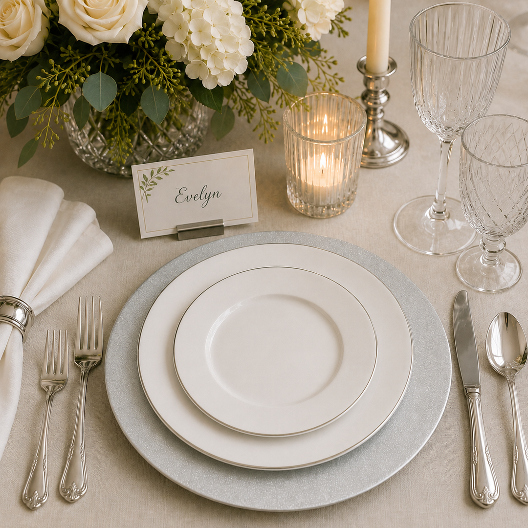 CLEARANCE Glitter Charger Plate Set - Silver (33cm)