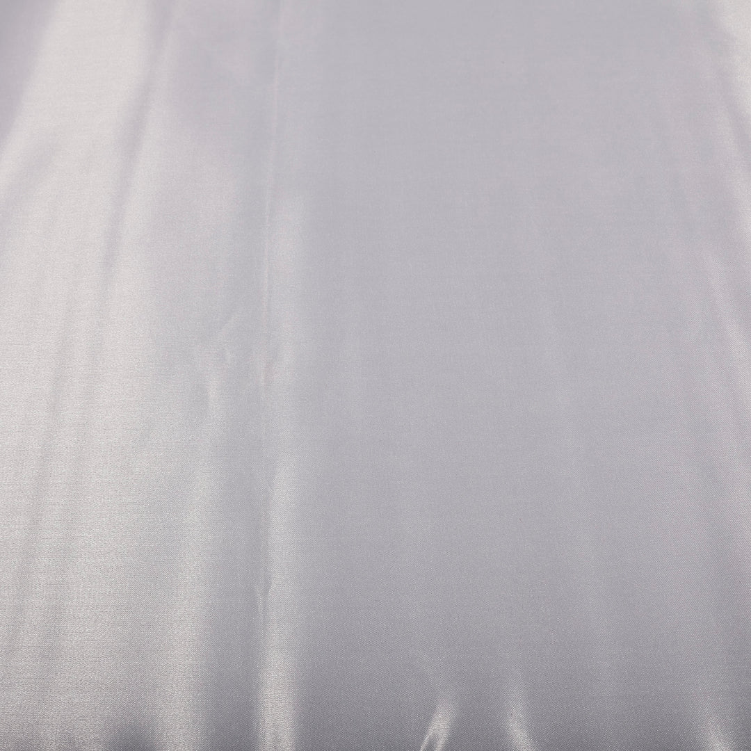 SILVER SATIN FABRIC ROLL CLOSEUP COLOUR SWATCH