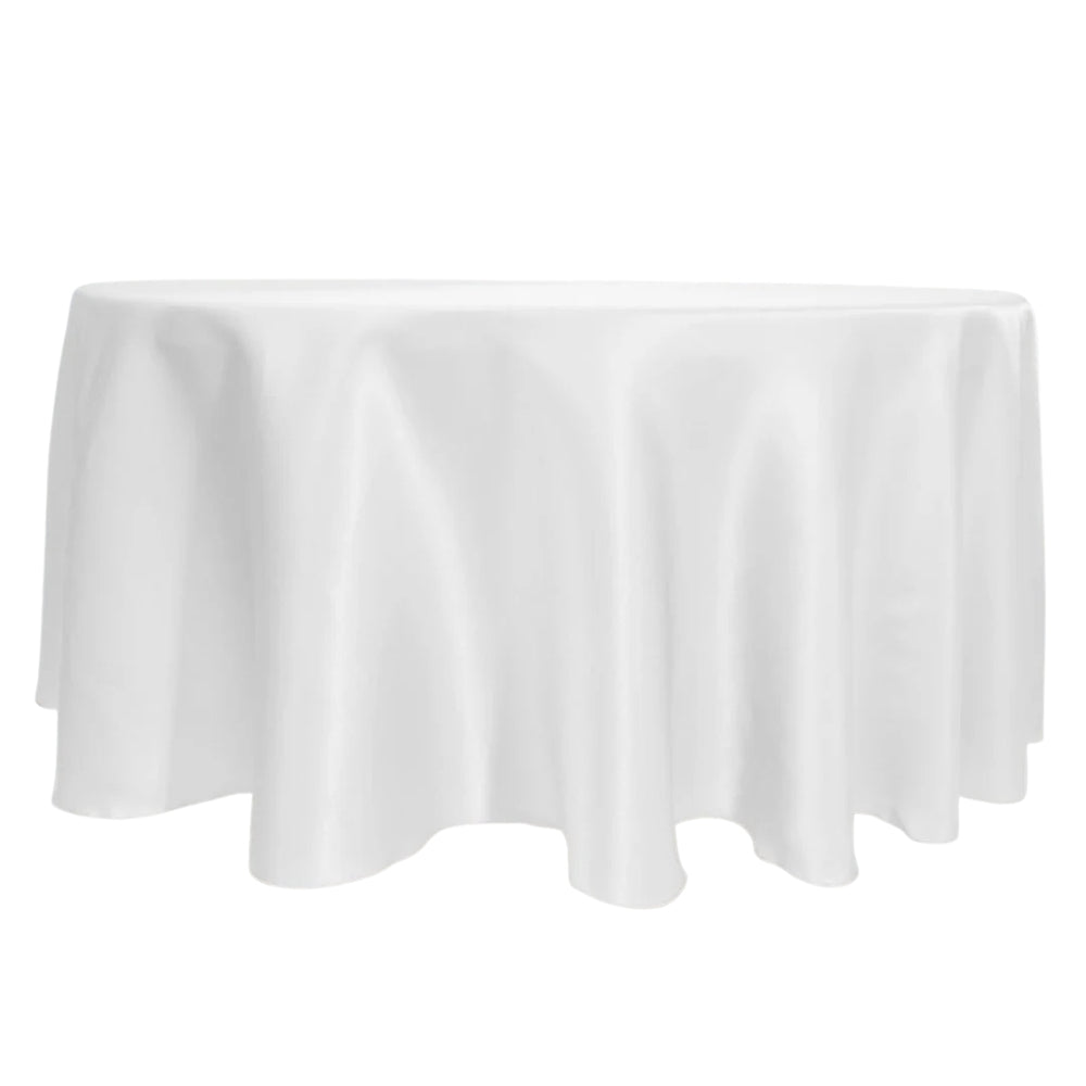 Round Satin Tablecloth Overlay - White (230cm)