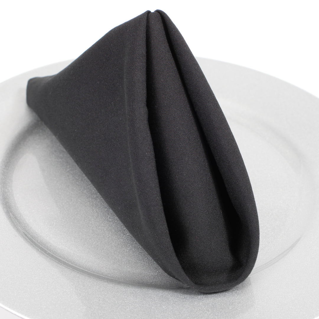 SPUN POLY Napkins - Black (50x50cm) folded on plate