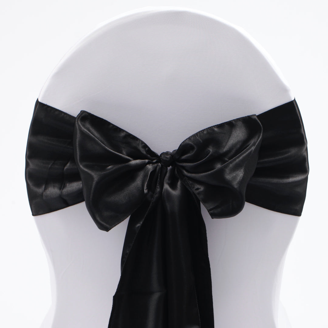 Satin Chair Sashes - Black