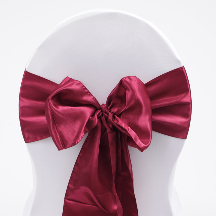 Satin Chair Sashes - Burgundy