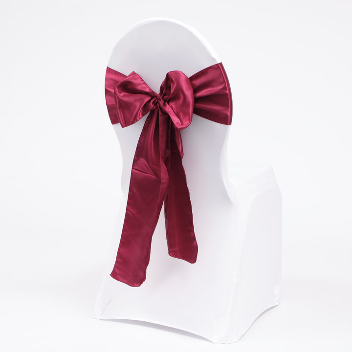 Satin Chair Sashes - Burgundy