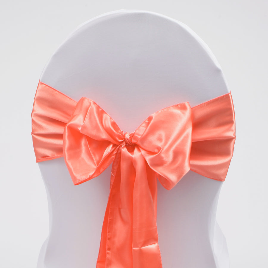 Satin Chair Sashes - Coral