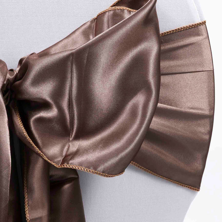 Satin Chair Sashes - Mocha close up